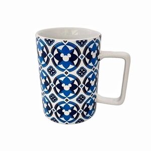 Disney Parks Hidden Mickey Blue & White Geometric Icon 12 Oz Coffee / Tea Mug